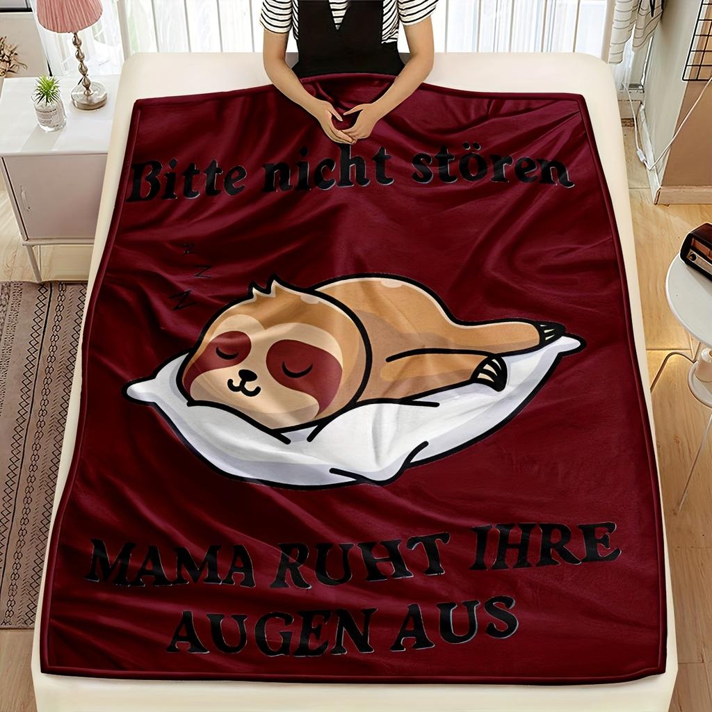Hypoallergenic Flannel Throw Blanket with Sloth Print TraditionalStyle Stain Resistant AllSeason Multipurpose Knitted Throw
