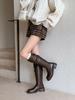 British Style Retro Belt Buckle Boots for Women's 2025 New Autumn and Winter But Knee Knight Boots Show a Thin and Advanced Sense