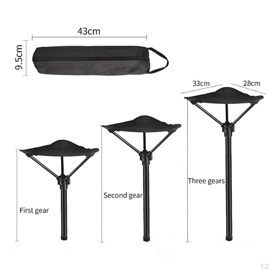Портативный одноногий складной табурет для кемпинга с 3 уровнями регулировки высоты, прочный для альпинизма