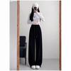 White-Grey Women's Wide-Leg Sweatpants - Summer 2024 Slimming Loose-Fit Cuffed Joggers