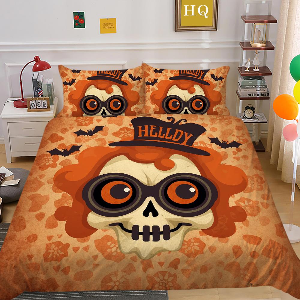 3D Halloween Home Bedding Set Terrorist Atmosphere Decoration Quilt Cover Pillowcase Set AU/DE/EU/US Full Size Soft Bedroom Decoration