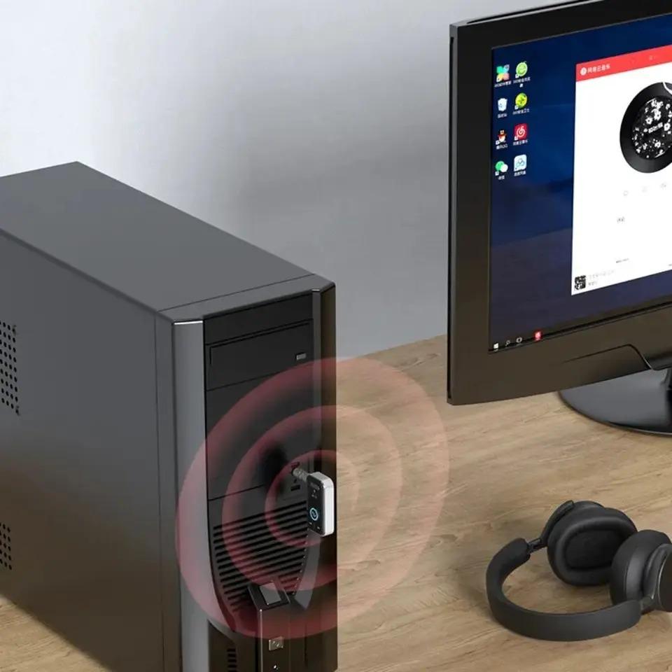 Bluetooth 5.3 Автомобильный AUX аудио адаптер приемник передатчик 3,5 мм разъем AUX беспроводной аудио адаптер для автомобильных наушников ТВ динамиков