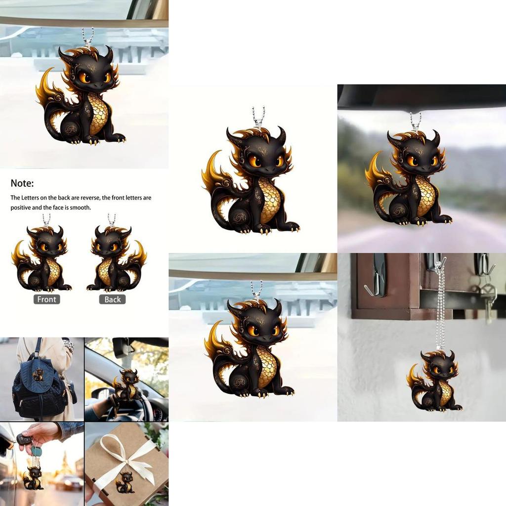 Стильный акриловый подвесной орнамент в виде черного дракона для модного декора интерьера автомобиля