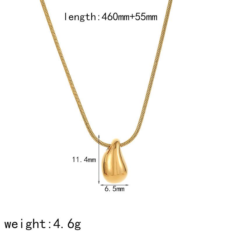 New Arrivals Minimalist 18k Gold Plated Water-drop Pendant Necklace Trendy Stainless Steel Snake Chain Necklace for Women