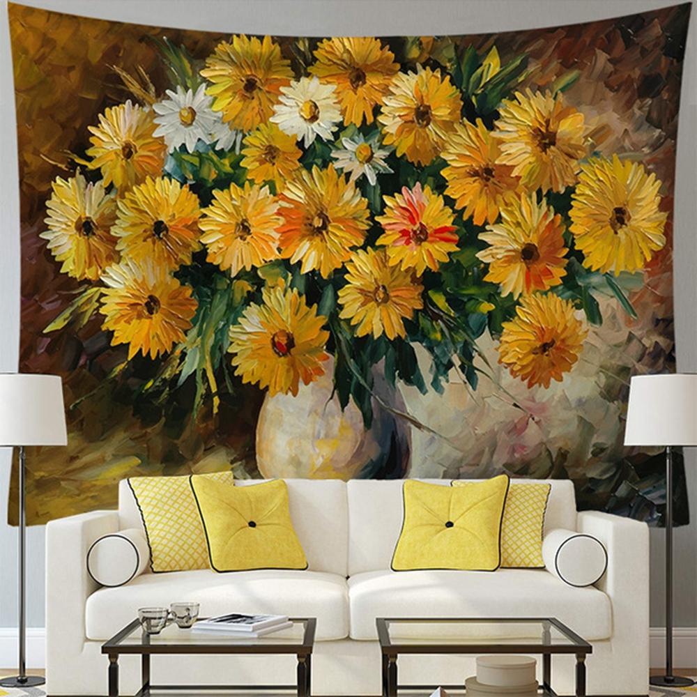 Tapestry Sunflower Painting Wall Hanging Home Decor  Floral Nature Landscape