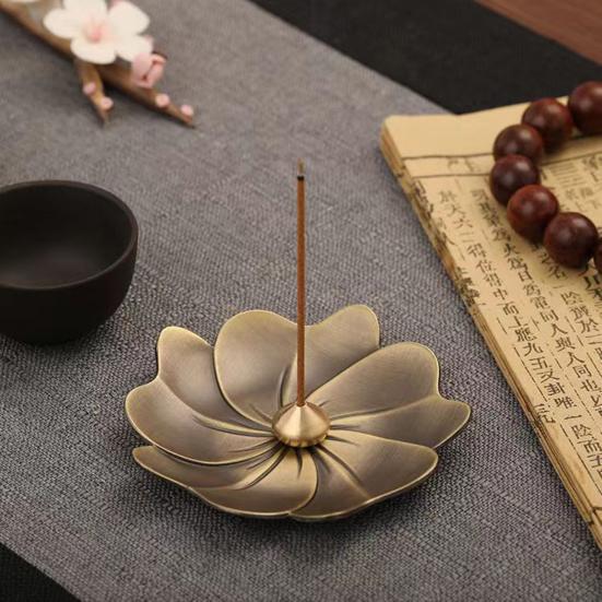 Палочки для курильницы, держатель для благовоний, латунная форма лотоса, съемный пеплоуловитель, гладкий термостойкий материал для украшения дома