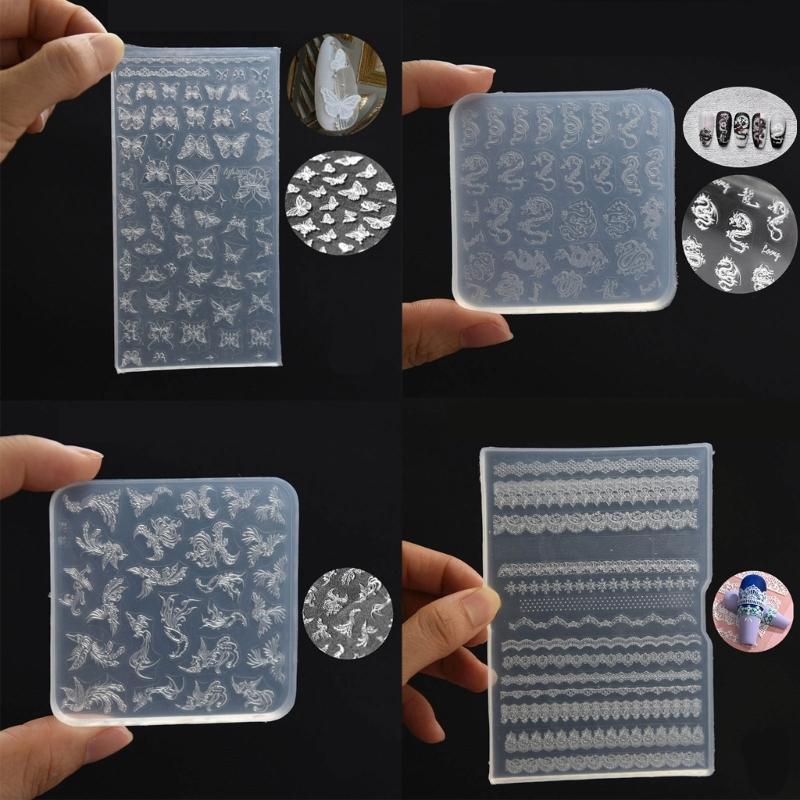 3D форма для нейл-арта с различными узорами, шаблон, наклейка для карвинга, инструменты-трафареты, формы для энтузиастов и салонов нейл-арта