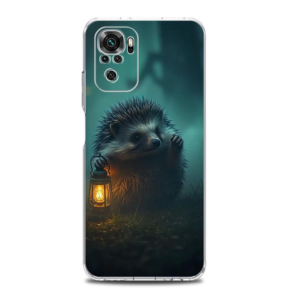 Phone Case For Xiaomi Redmi Note 14 13 12 4G 9S 9 10 11 Pro Plus 5G 14C 13C 12C 10C 9A Clear Soft TPU Cover Cute Little Hedgehog