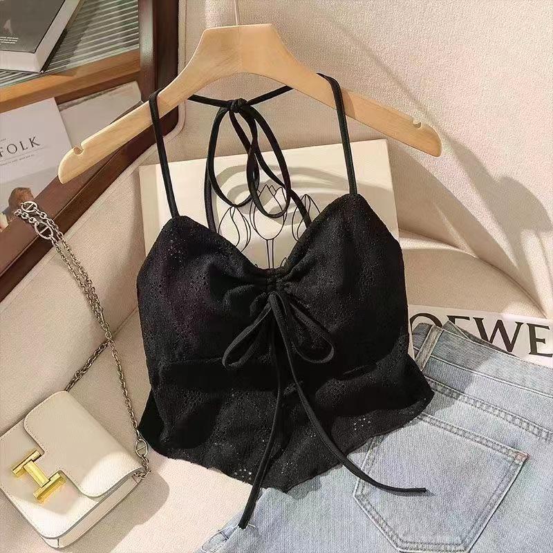 Летний сексуальный топ с открытой спиной и плиссировкой на шее для женщин