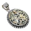Dalmation Jasper Gemstone 925 Sterling Silver Jewelry Pendant 2.01" SU-10789
