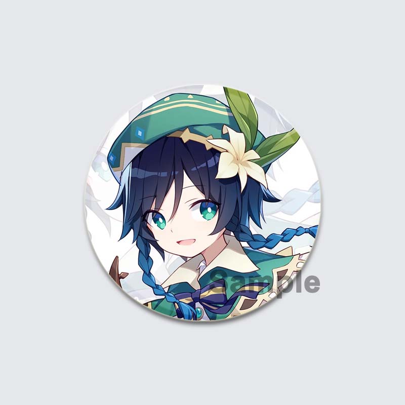 32/44/58mm Game Anime Genshin Impact Pin Fun Cartoon Cute Head Image Brooch Badge Bag Decor for Fans Collection Friends Gift Accessory