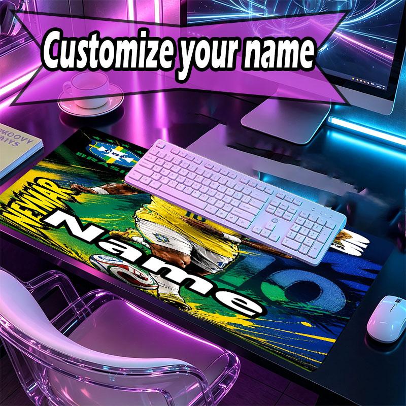 Custom Name Personalized Neymar Jr Pattern Mousepad, Laptop PC Desk Mat, Decorative Desk Mat for Home Keyboard Pad Gift