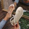 Fashion Summer Women's Flip Flops Sandals 2024 New Fashion Outdoor Flat Beach Sandals Sexy Pearl Bow-knot Shoes Female Clip Toe Sandales