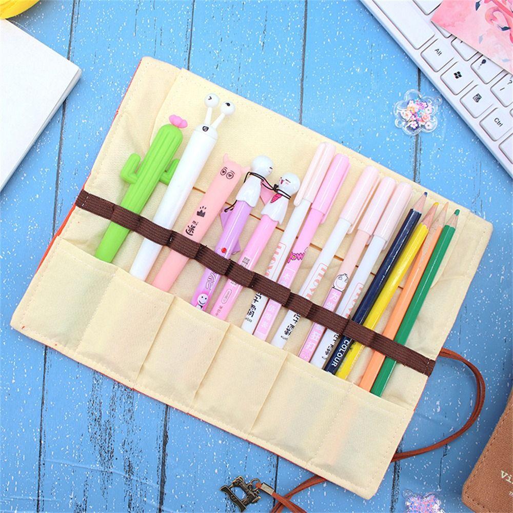 Pencil Pouch Pencil Case Roller 12 Holes Roll Pencil Bag Roll Up Pen Bag  Makeup Wrap Holder