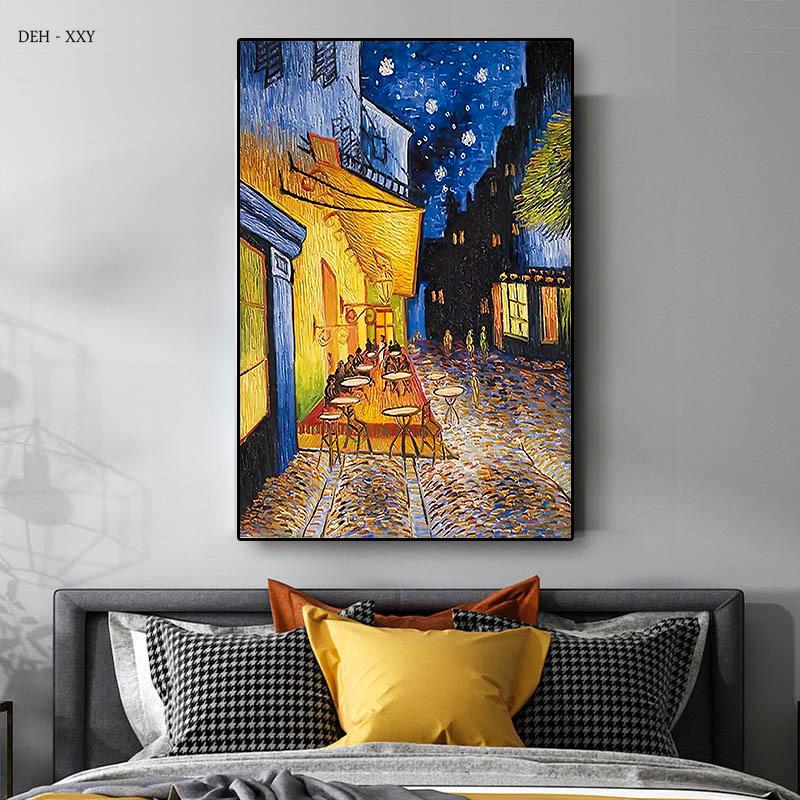 Знаменитая картина Ван Гога Кафе ночью Репродукция искусства Напечатано на холсте Настенное искусство Постер и картины для декора дома и комнаты