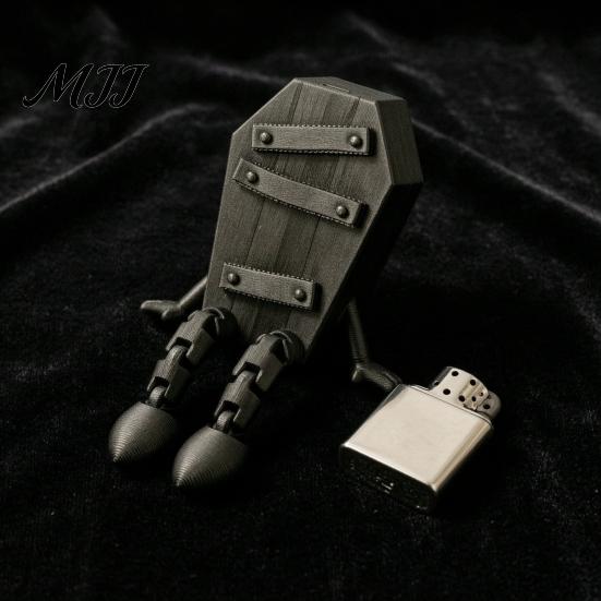 Уникальный готический подарок, шарнирная фигурка персонажа в форме гроба, 3D-печатное позируемое шарнирное украшение, украшение-гроб, настольное украшение в темном стиле на Хэллоуин