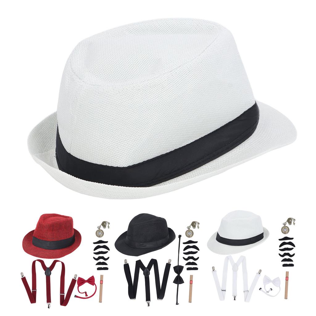 Костюм дедушки 1920-х годов, комплект со шляпой, карманными часами, поддельными сигарами, подтяжками, бородой, галстуком-бабочкой, 100 дней