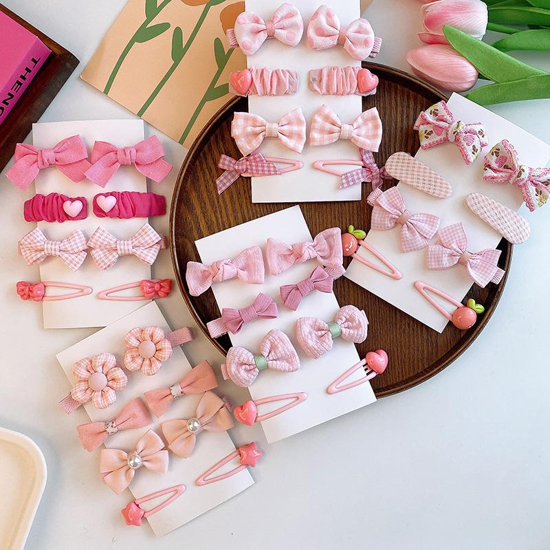 8 шт. Новые милые розовые базовые заколки-клипсы для волос, детские клетчатые заколки-бантики, заколки-капли для волос, кружевные заколки для волос, детские заколки для волос с цветами, заколки-невидимки