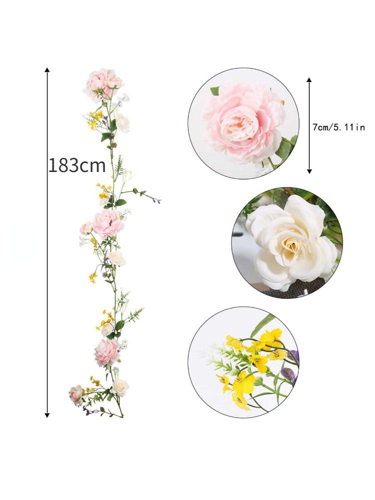 183 см свадебная арка искусственный пион шелковая пионная гирлянда искусственный пион цветок гирлянда ротанг с розовыми и белыми цветами для украшения стола свадебной вечеринки