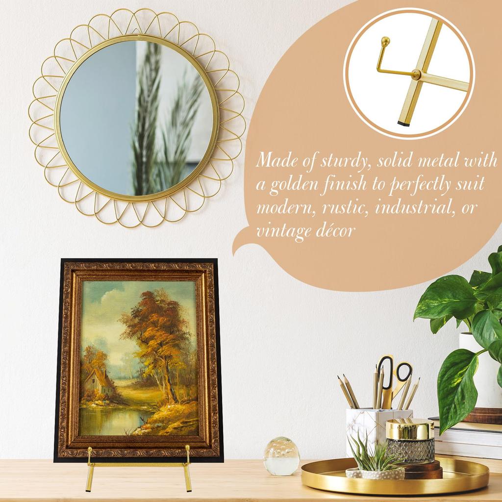 Leinuosen 16.5 inches High x 8.7 inches Wide x 4.3 inches Deep Metal Easel Stand Art Display Tripod Tabletop Stand Modern Mirror Stand Support