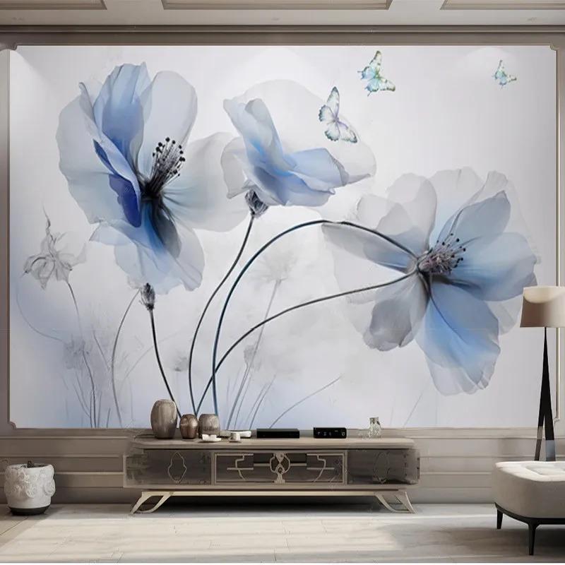 3d Mural Fresh Hand Drawn Flower Butterfly Wallpaper Sofa Tv Background Home Decor Wall Murals Fresco