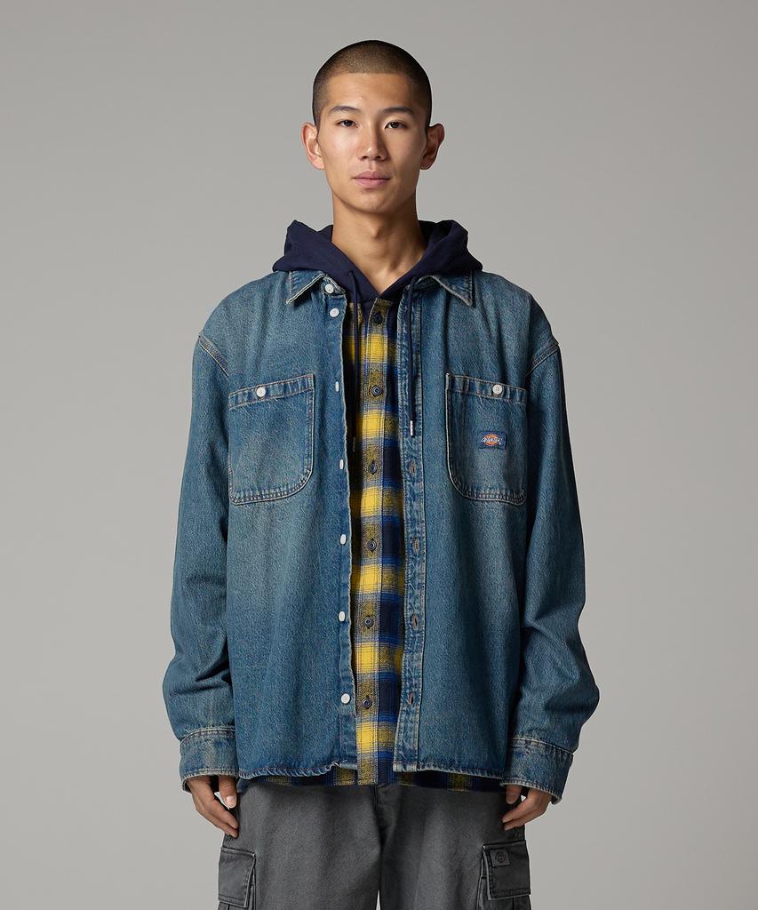 Dickies Механик Свободная Джинсовая Рубашка Хаки с Голубым Оттенком