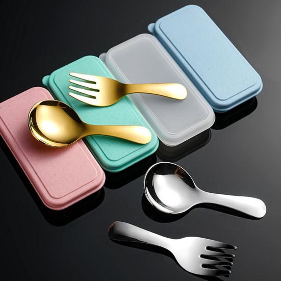 Stainless Steel Fork Spoon Set with Case Travel Utensil Set Ergonomic Handle Portable Outdoor Picnic Utensils for Travel Picnic Camping
