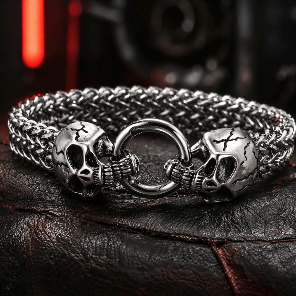 Thick Chain Skull Punk Bracelet Gothic Style Men Shiny Finish Bracelet Festival