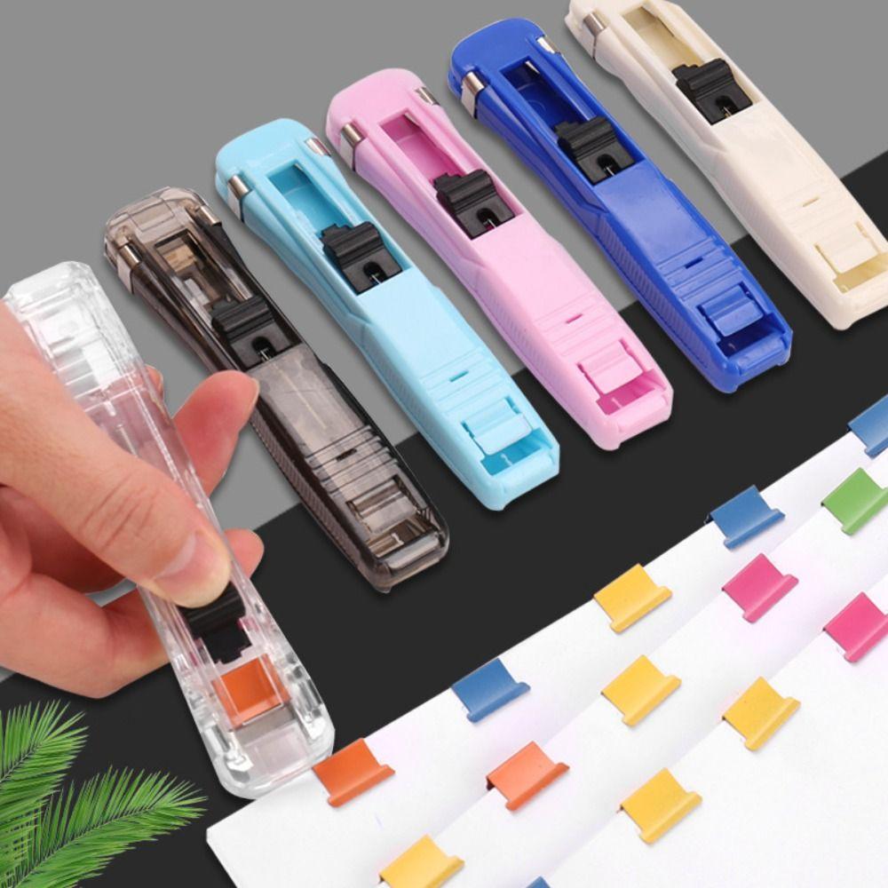 Metal Clip Pusher Traceless Document File Stapler Simple Paper Binding Clip  Student Gift
