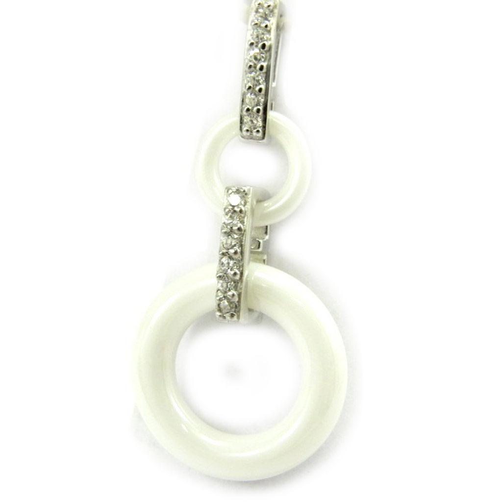 Les Trésors De Lily [L5747] - Серебряный кулон "Сисси" белый (керамика) родиевое покрытие - 26х12 мм