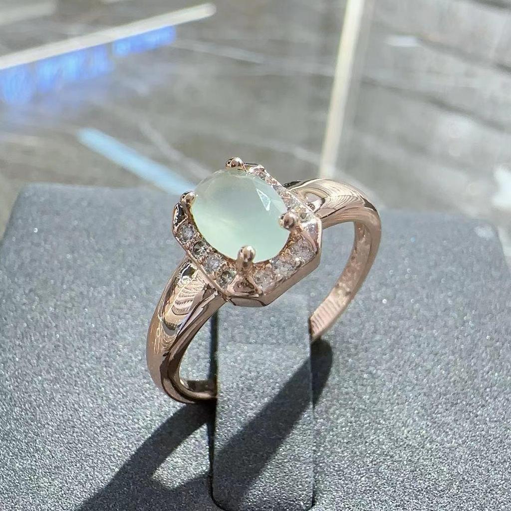 Ювелирный набор Gulkina из розового золота с празиолитом: Серьги и кольцо, Синьцзянский казахский дизайн