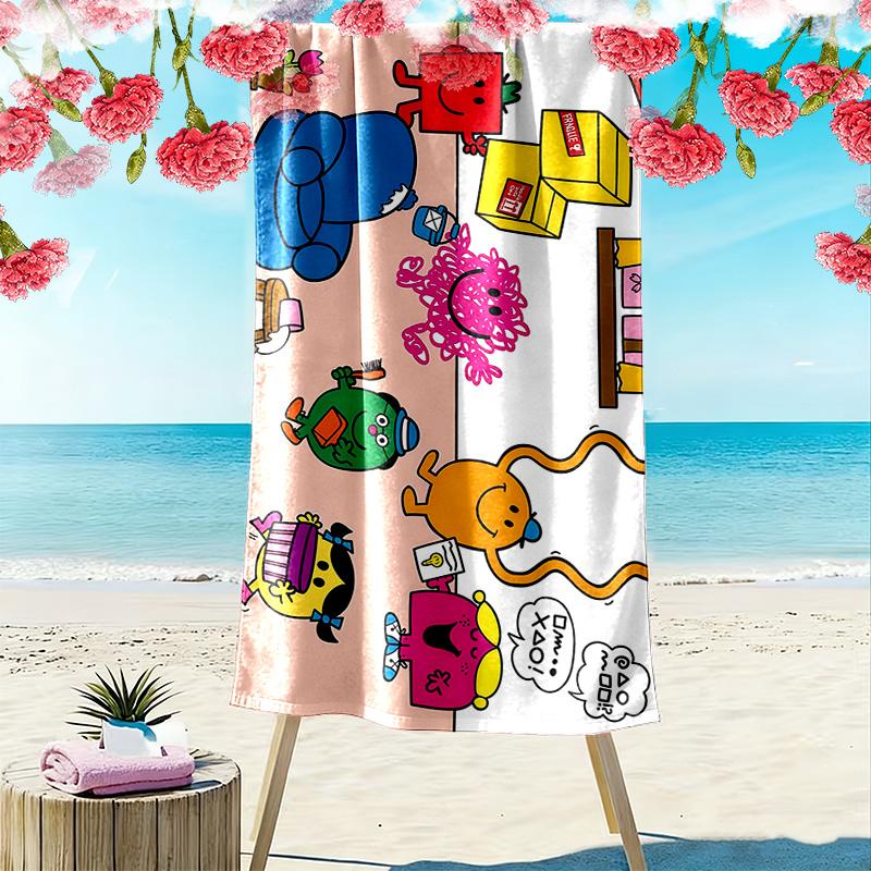 Mr. Men and Little Miss2 Print Beach Towel, Large Soft Quick Dry Towel for Beach Camping Swimming