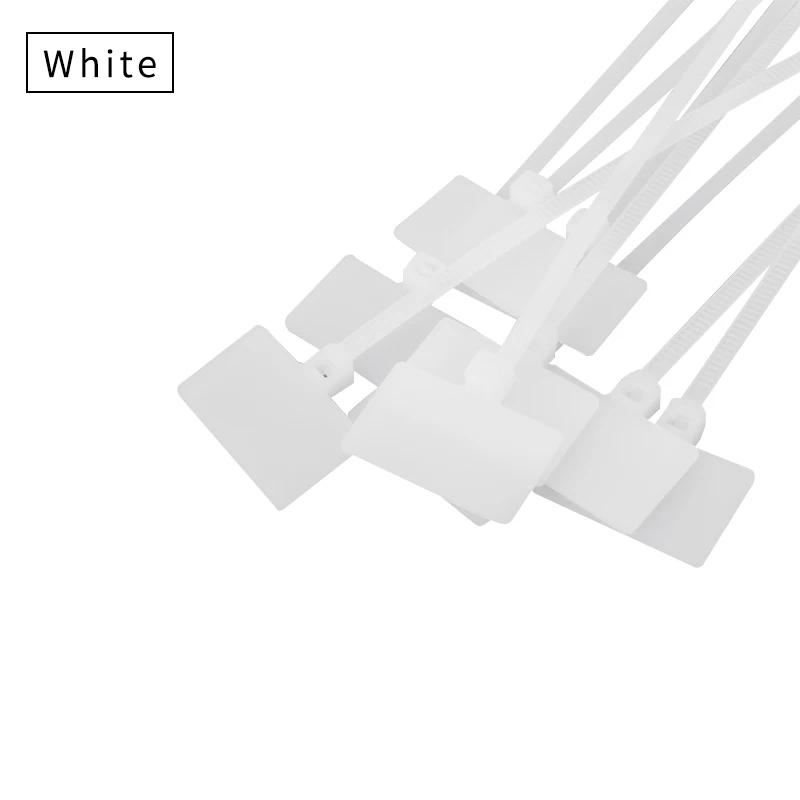 100 шт. Легко маркируемые нейлоновые кабельные стяжки 4*150 мм, бирки, пластиковые петлевые стяжки, маркеры, кабельные бирки, самозатягивающиеся хомуты