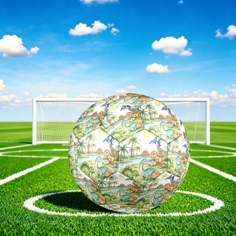 1pc Dinosaur Adventure Scene Theme Soccer Ball Football, Size 5, Lightweight PVC, Outdoor Training Soccer Ball,Gift c6581