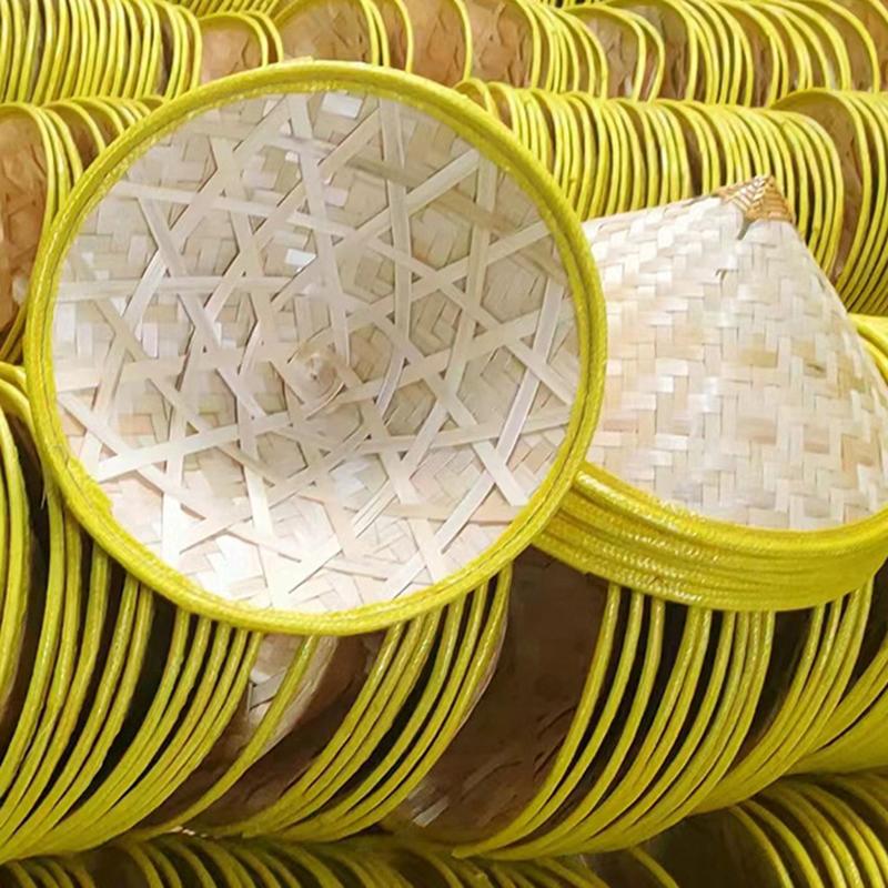 Коническая шляпа ретро бамбуковая ротанговая шляпа рыбака соломенная шляпа ручной работы плетеная шляпа дождевая танцевальная реквизит конусная шляпа солнцезащитный козырек пластиковая бамбуковая шляпа