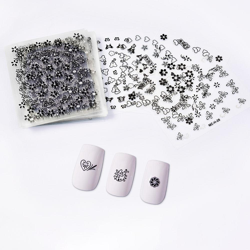 30PCS 3D Nail Stickers Colorful Flowers Daisy Butterfly Star Heart Design Self Adhesive Shiny Nail Art Decorations for Women DIY Manicure
