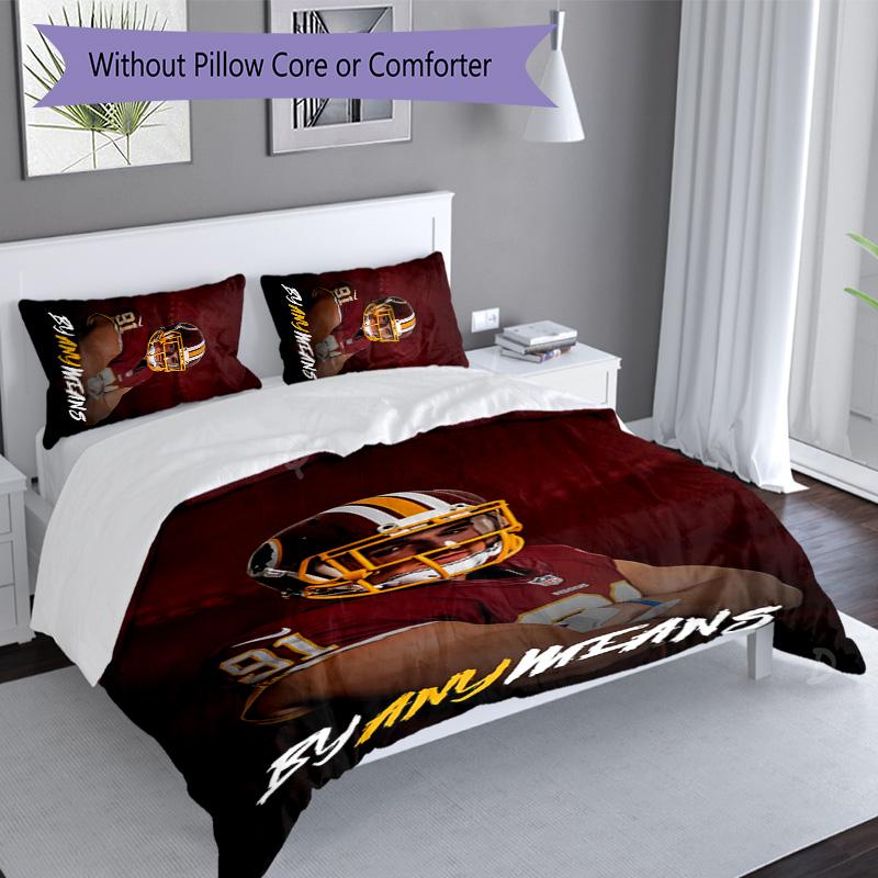 3pcs Washington Commanders pattern bedding set duvet cover set includes duvet cover &pillowcases, perfect all season bedroom decoration & gift