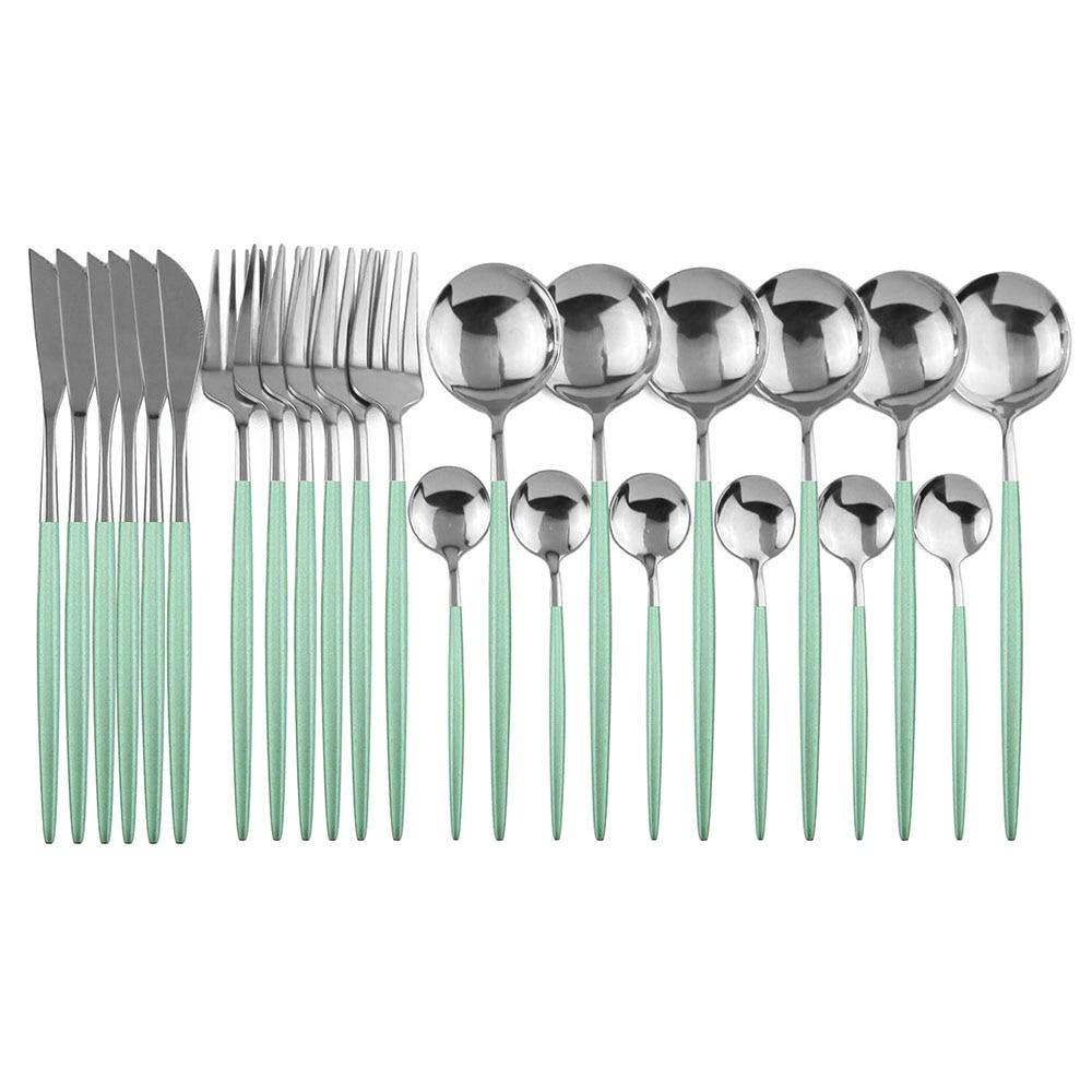 24 шт., черный западный набор столовой посуды, набор столовых приборов из нержавеющей стали, вилка, нож, ложка, набор столовых приборов, набор столовых приборов, набор столовых приборов