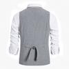 Men's Business Slim Fit Casual Men's Vest for Wedding Soft Wool Tweed Waistcoat Herringbone Groosmen Retro Vintage Slim