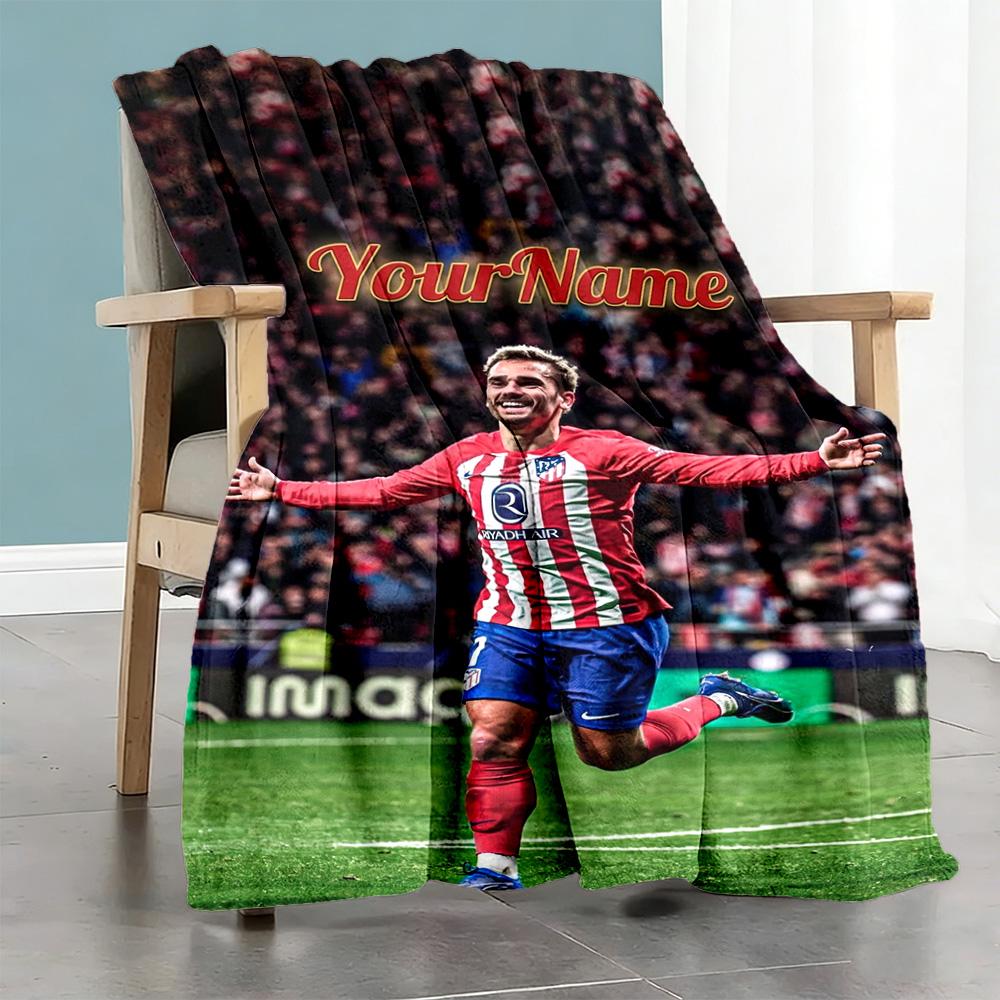 Atletico Madrid Personalized Text Blanket Throw Personalized Blanket Warmthful Decor for Bedding Office Picnics Office Chair Ideal for All Seasons