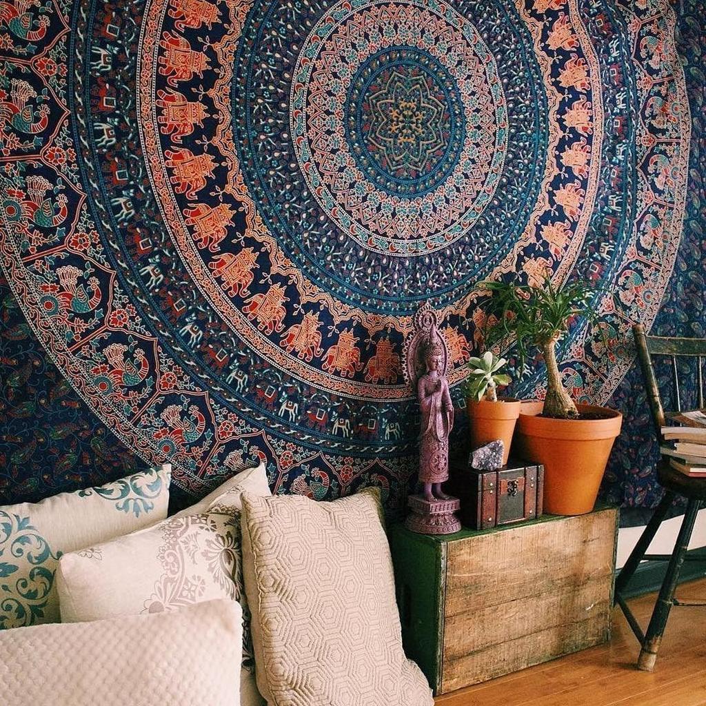 BLESS INTERNATIONAL Indian Hippie Bohemian Psychedelic Mandala Wall Hanging Bedding Tapestry