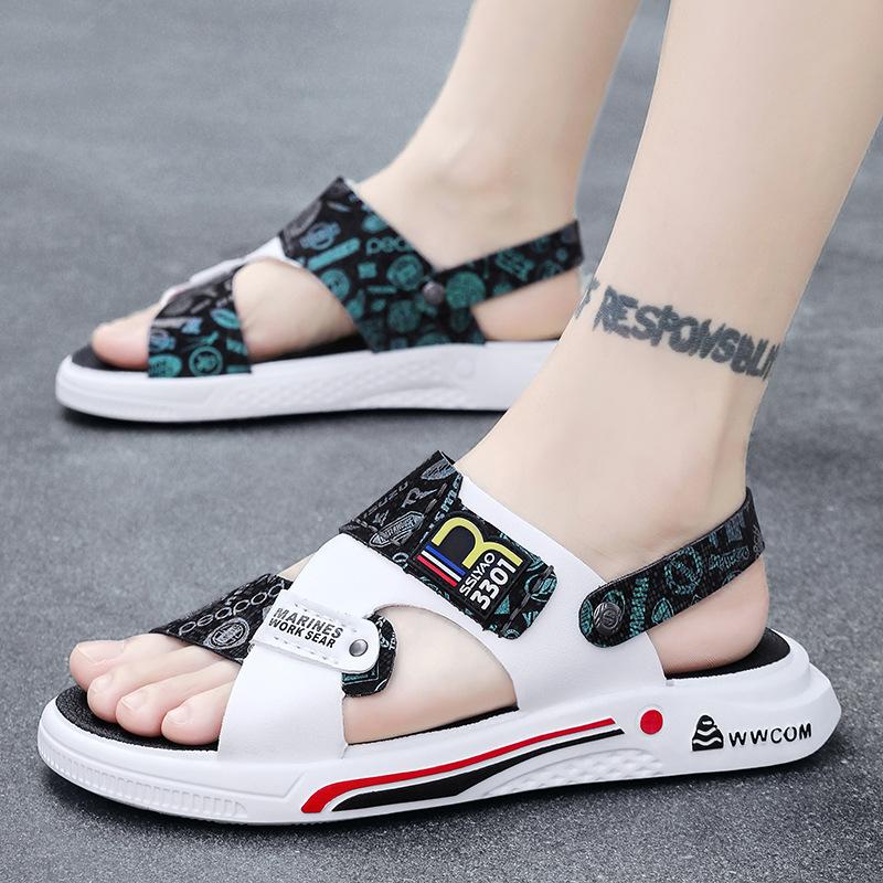 Новые летние сандалии, мужская повседневная пляжная обувь, модные уличные тапочки, наружные тапочки двойного назначения, классные тапочки для вождения