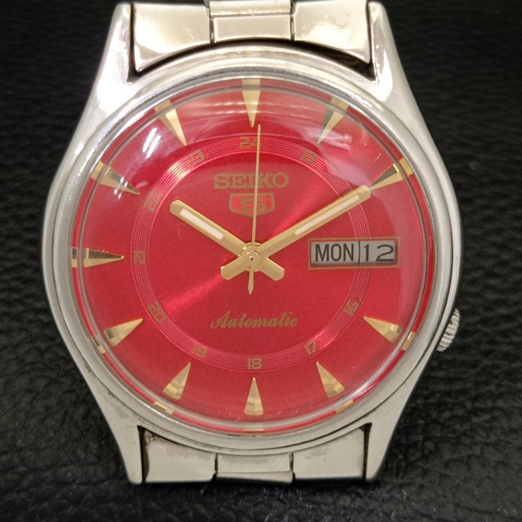 Б/У винтажные мужские часы SEIKO 5 AUTOMATIC 7019A из Японии с красным циферблатом a433456-2 R116-a433456