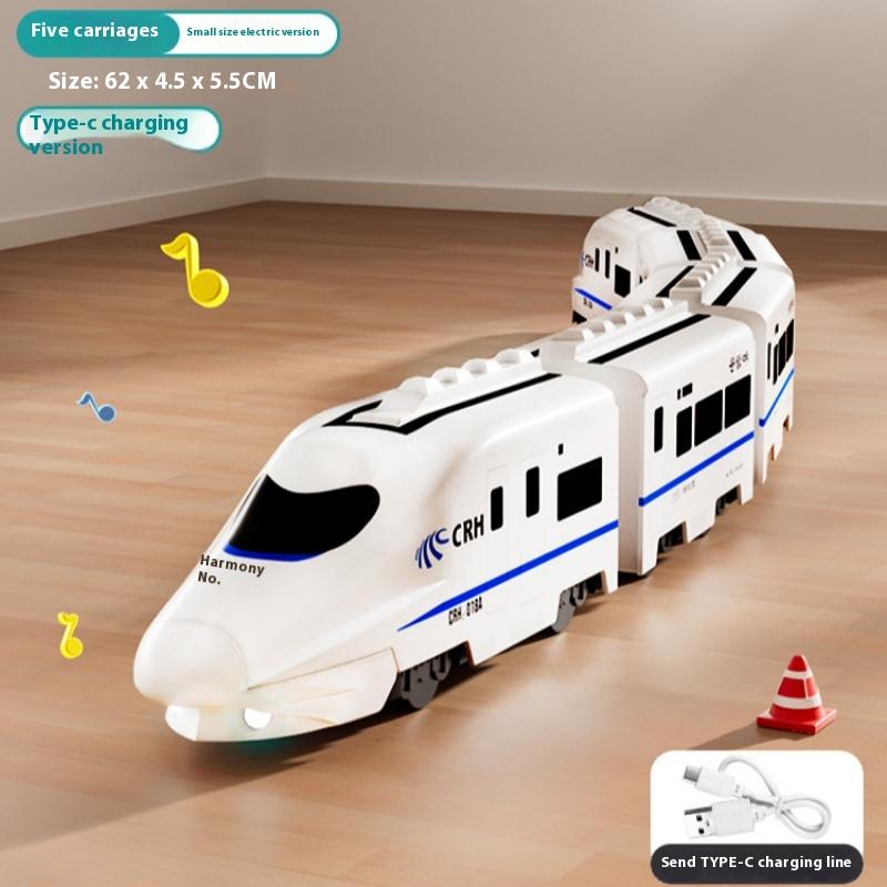 Универсальный дорожный маленький поезд, электрическая скоростная железная дорога, игрушечный поезд Harmony, детский ранний образовательный музыкальный игрушечный поезд со светящейся подсветкой
