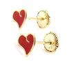 Les Trésors De Lily [J0414] - Red 'Love' Earrings (Gold - 9 Carats) - 6x5 Mm