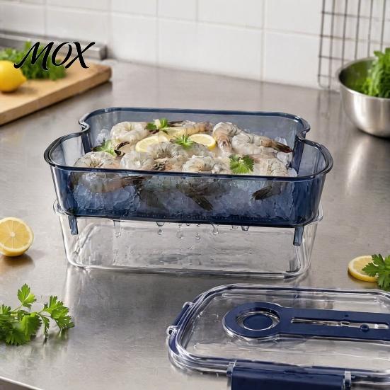 Breathable Food Container Crisper Box, with Mesh Drain Strainer, Tofu Whey Refrigerator Organizer Bin Separation Container, for Fresh Fruit Vegetable