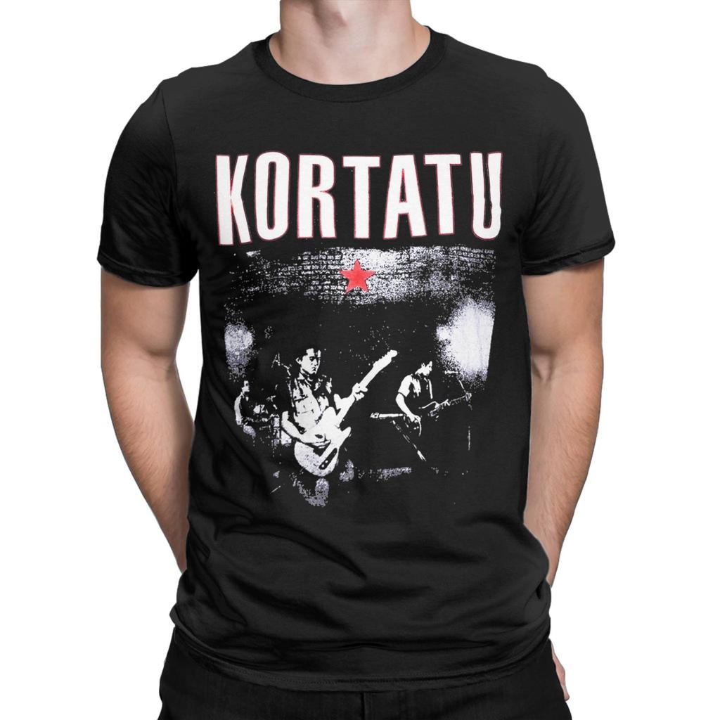 Футболки для мужчин с музыкальным принтом Kortatu, забавные футболки из чистого хлопка с круглым вырезом и коротким рукавом, топы больших размеров