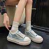 Женские парусиновые туфли 2024 Весна Студенческие кроссовки на толстой подошве Повседневные на шнуровке С мелким вырезом Плоские кеды для тенниса Дизайнерские