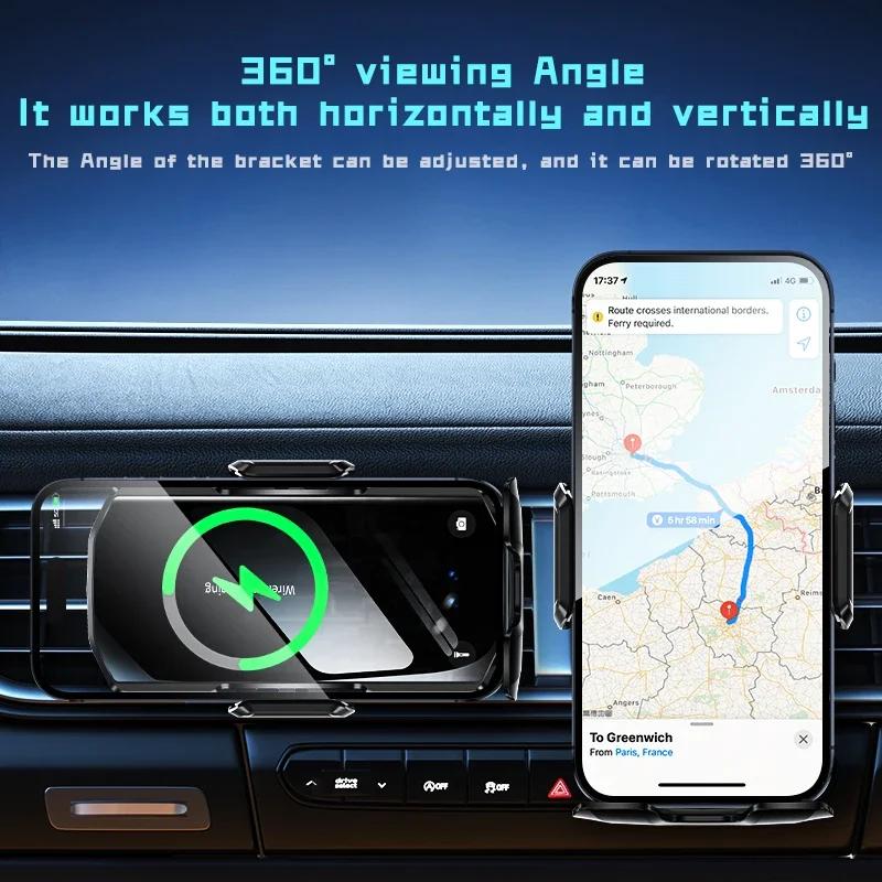 Wireless Car Air Vent Phone Holder 15W Fast Charging Infrared Induction Stand Mount for iPhone 12 13 14 15 Pro Max Phone Holder