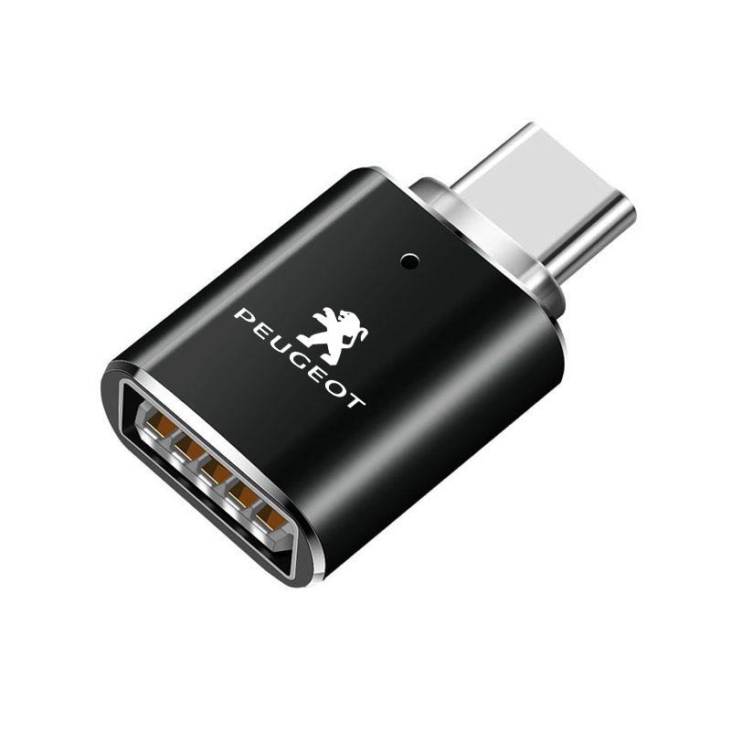 Type-C To USB Adapter OTG Connector Car Accessories For Peugeot 5008 508 408 4008 308 3008 208 2008 Landtrek Rifter e-Expert f3